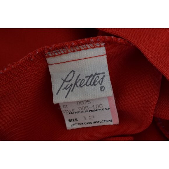 Vintage 80s Red Polyester Pleated Trousers by Pykettes | size 12 - Picture 8 of 10